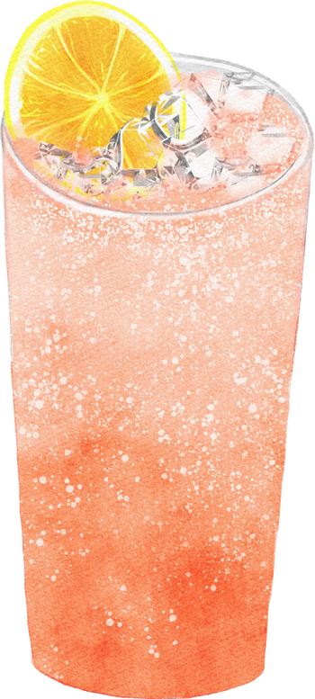 watercolor illustration Sparkling peach sunrise mocktail