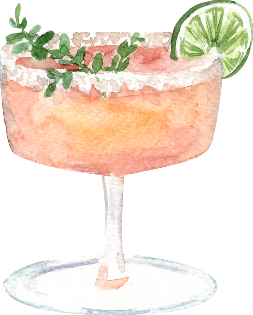 Watercolor grapefruit lime cocktail