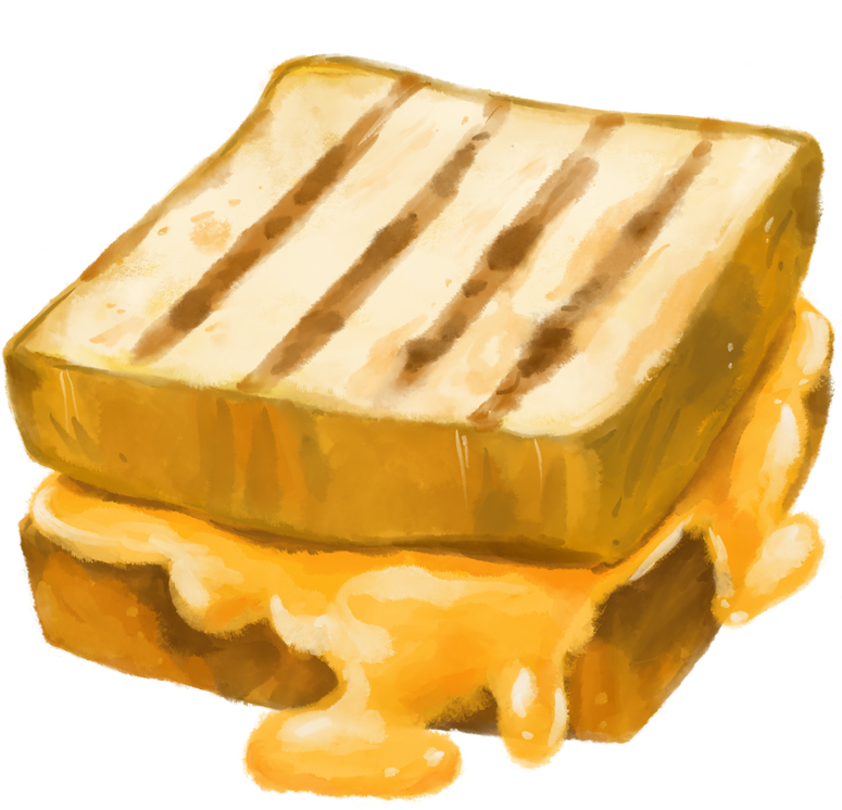 Grill cheese sandwich Cheddar with toast watercolor painting