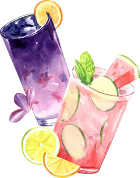 Summer Drink Watercolor Composition