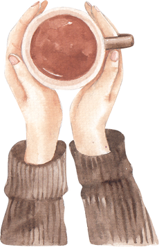 Watercolor Hands Holding a Coffee