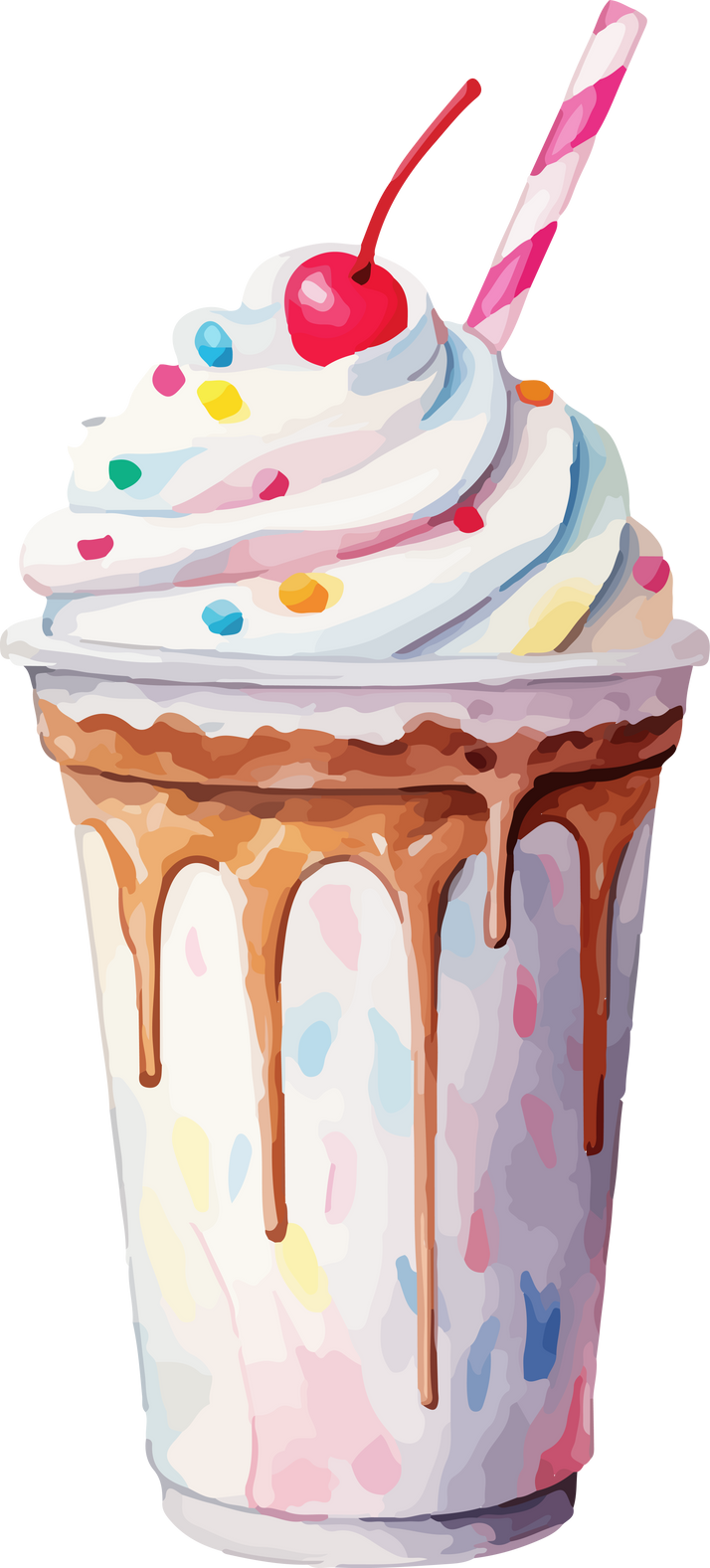 Sweet milkshake in watercolor drawing style